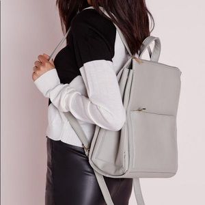 MISSGUIDED grey faux leather backpack *new*